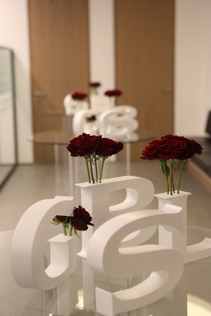 SGBL SASSINE - BRANCH OPENING - CUSTOMISED LETTER VASES 